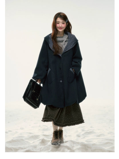 BIBIBENCY - Navy Floral Hooded Coat