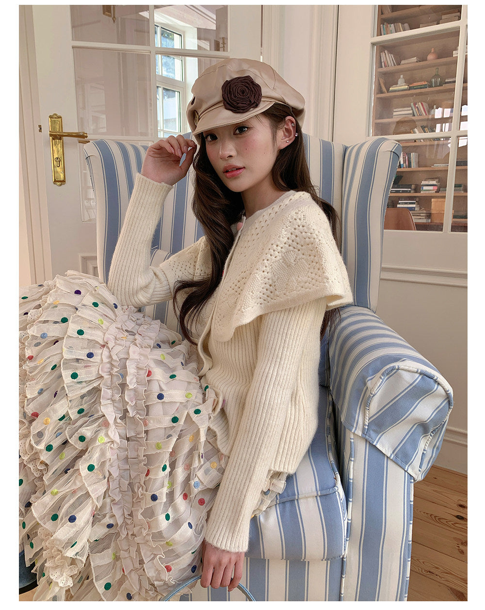 “Marshmallow Cloud Reverie” Cream Cape Knit Cardigan