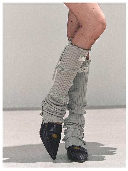 少也眼 “Whispered Warmth" Knit Winter Leg Warmers - Gray