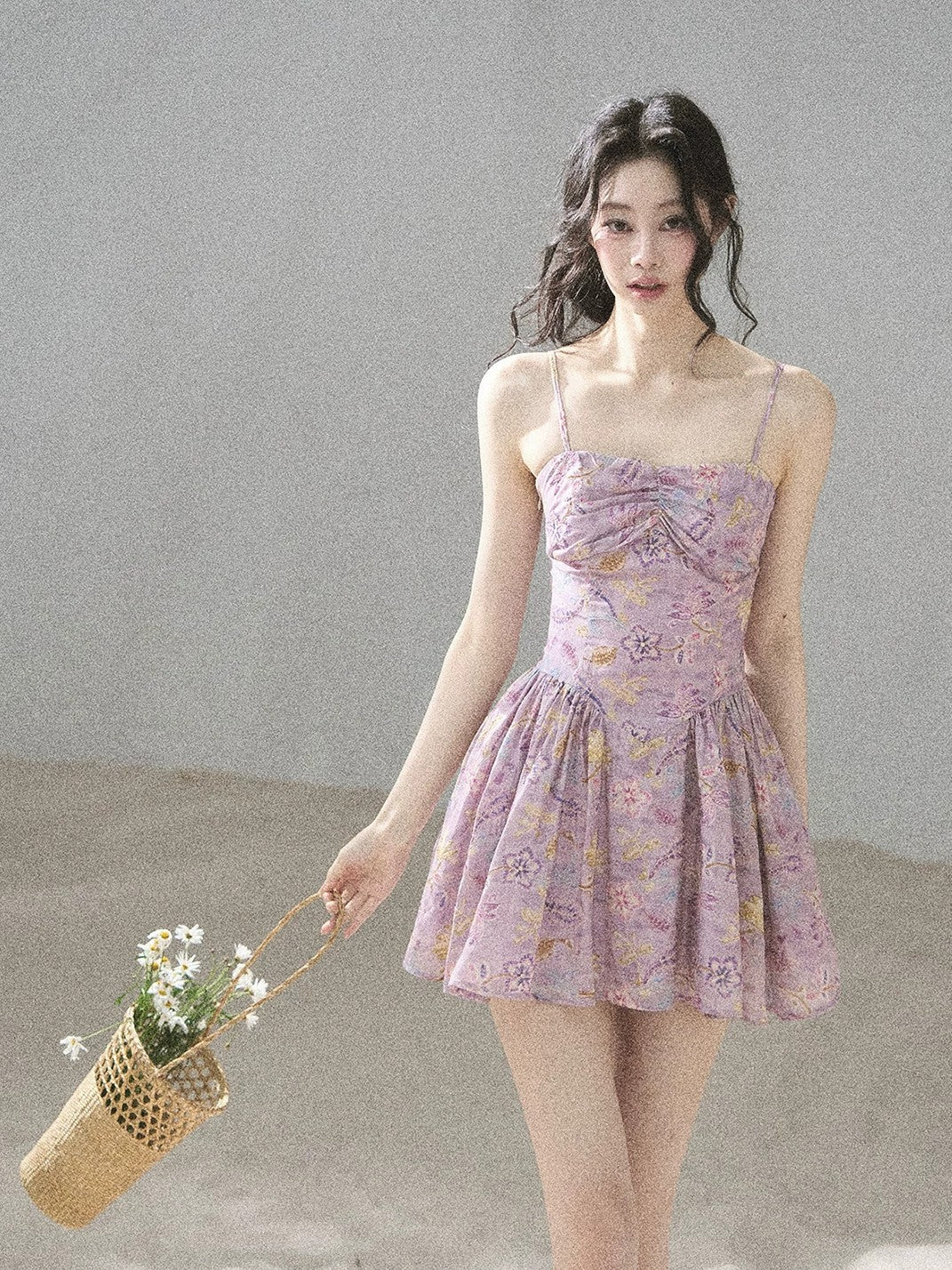 "Iris Bloom" Purple Iris Cami Mini Dress