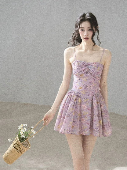 "Iris Bloom" Purple Iris Cami Mini Dress