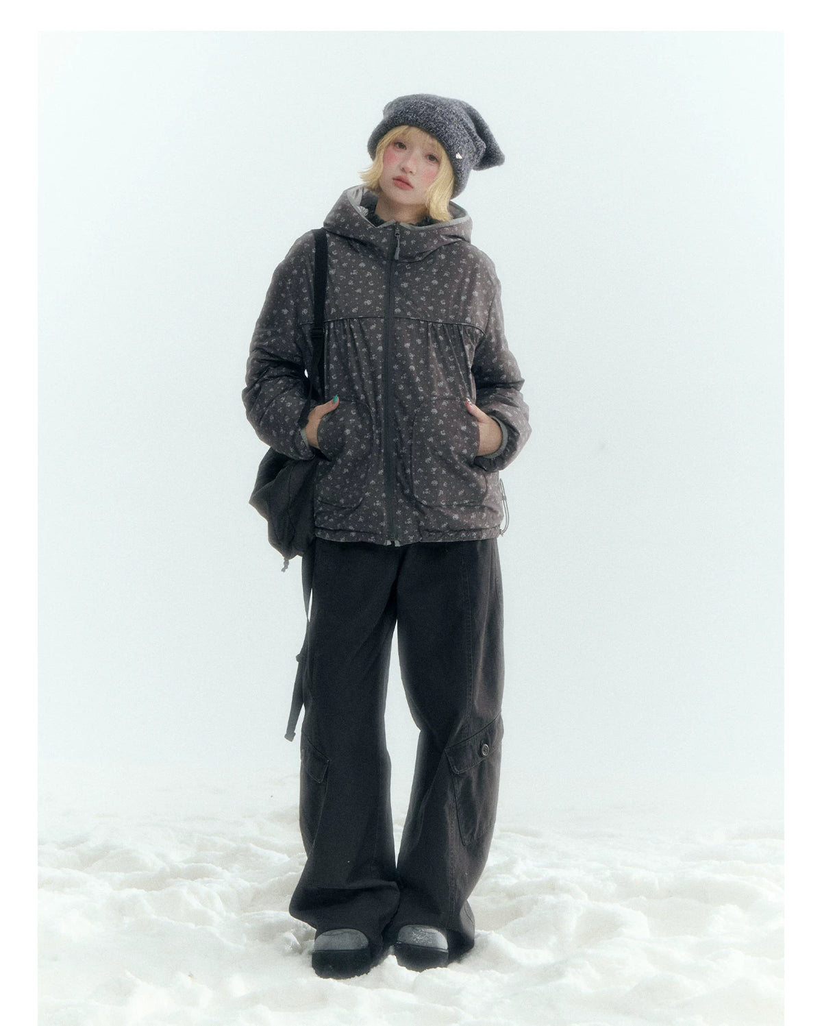 Horridale - Charcoal Gray Washed Cargo Barrel Leg Pants