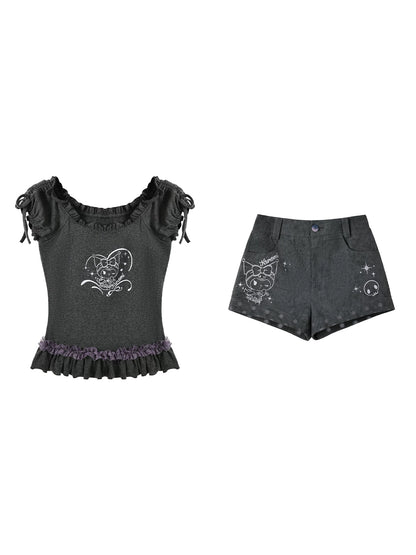 170726K "Moonlit Muse" Convertible Off-Shoulder Collection (Knit Top / Casual Shorts)