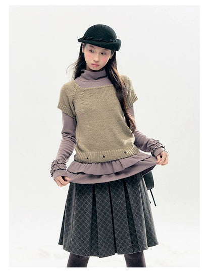 "Vintage Sonata" Khaki 3-Way Convertible Knit Top Set