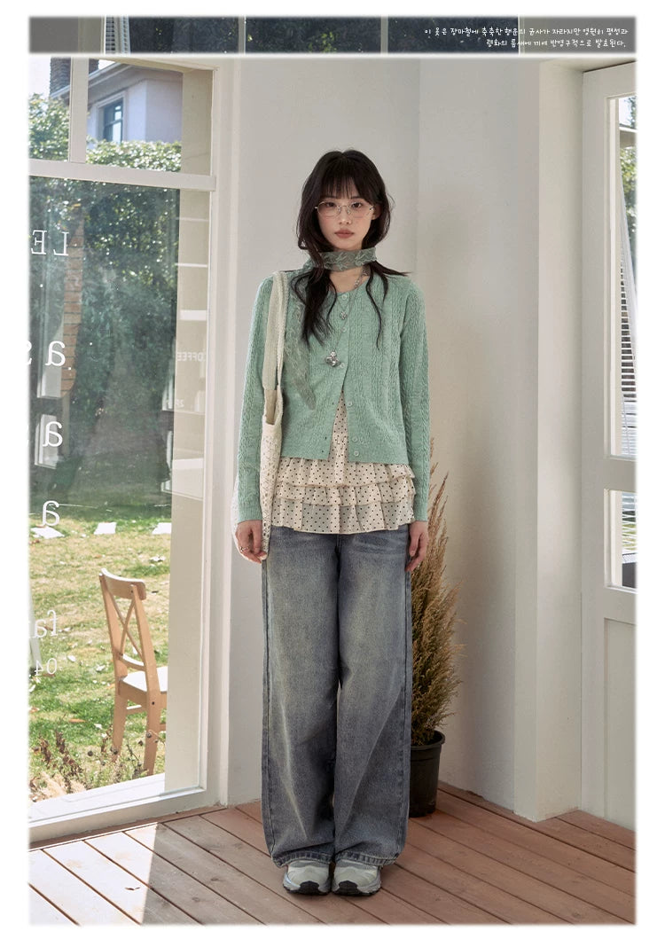 "Clover Breeze" Mint Green Knit Cardigan Collection