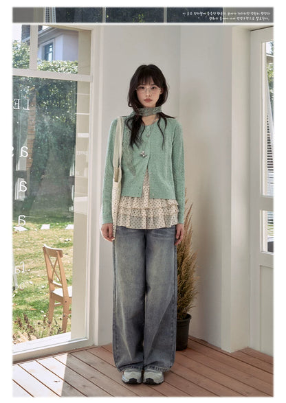 "Clover Breeze" Mint Green Knit Cardigan Collection