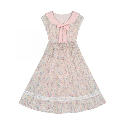 “Peach Blossom Ballad” Pink Floral Lace Maxi Dress