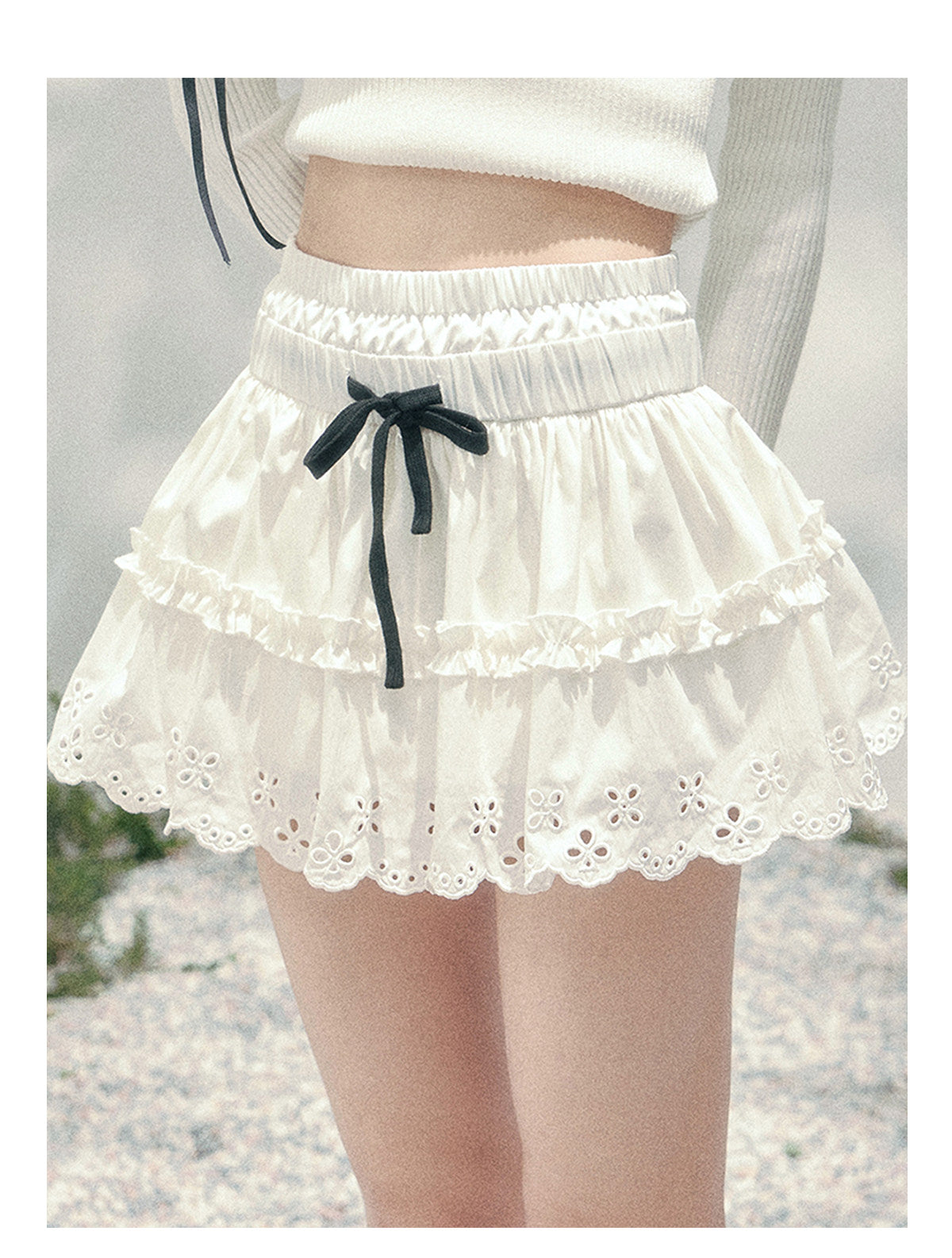 少也眼 "Spring Meadow Skirt" Soft White French Skirt 75683845