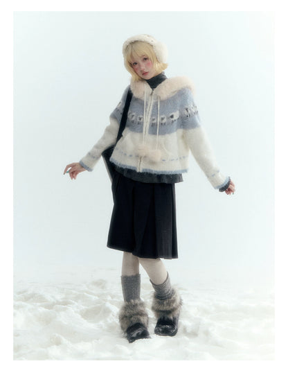 Horridale - Dark Gray Wool-Look A-Line Pleated Mini Skirt