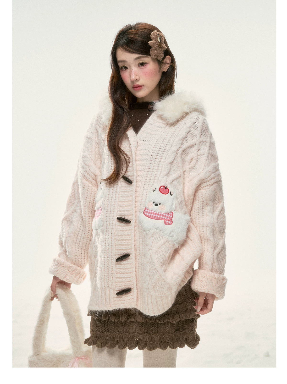 BIBIBENCY - Pink West Highland Terrier Knit Cardigan