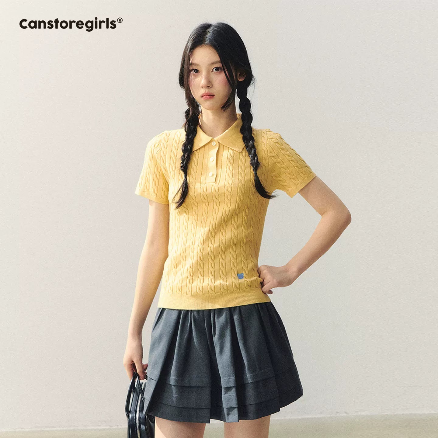 "Colorblock Bear Diary" Knit Polo Tee LL2026020