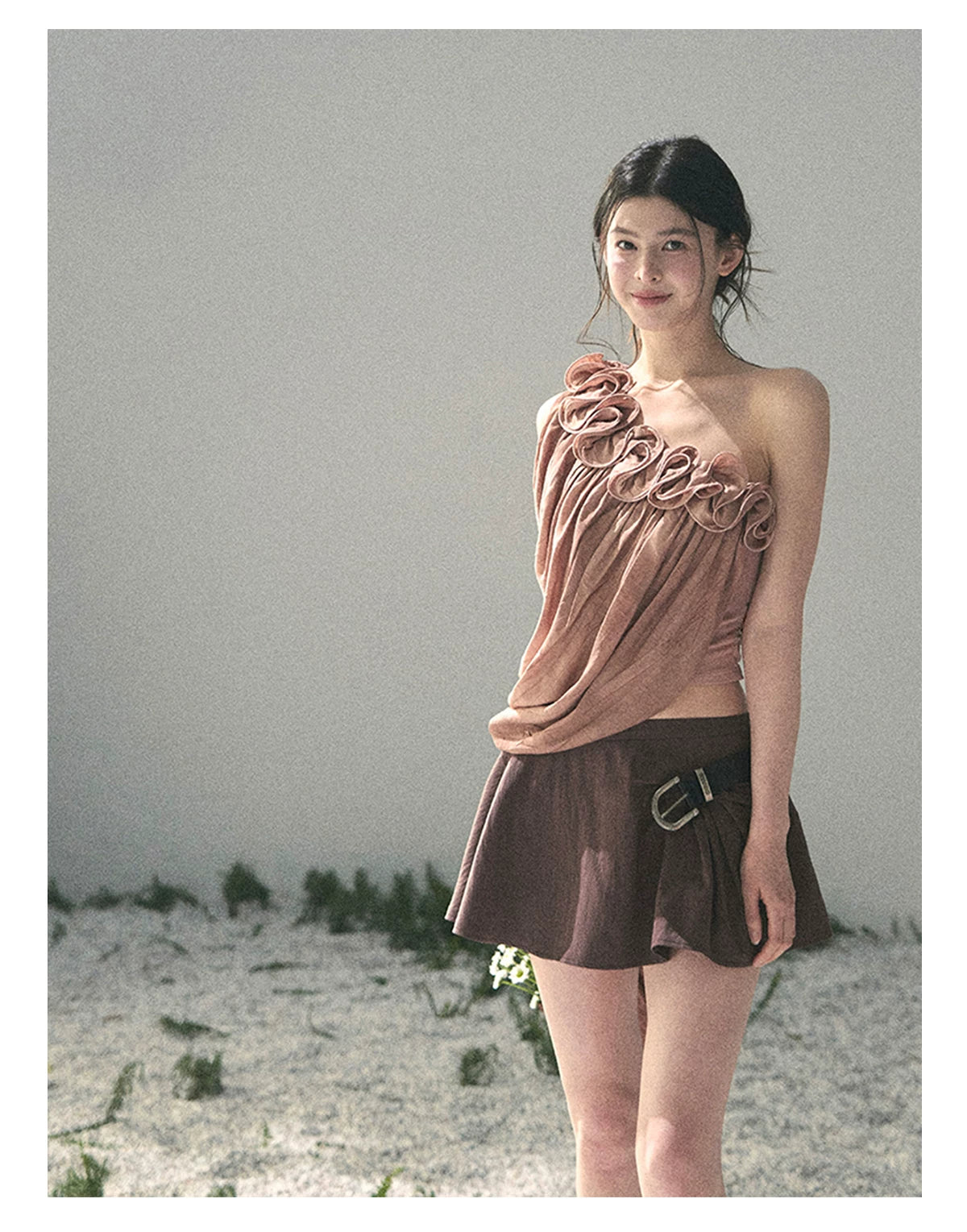 “Where Spring Petals Fall” Dusty Rose Ruffle Off-Shoulder Top