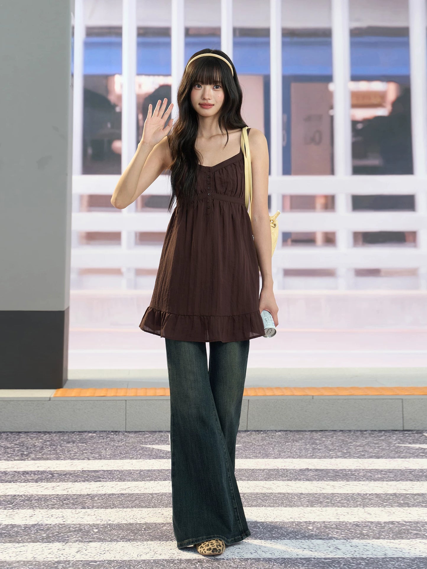 "Mocha Escape" Coffee Brown Cami A-Line Mini Dress
