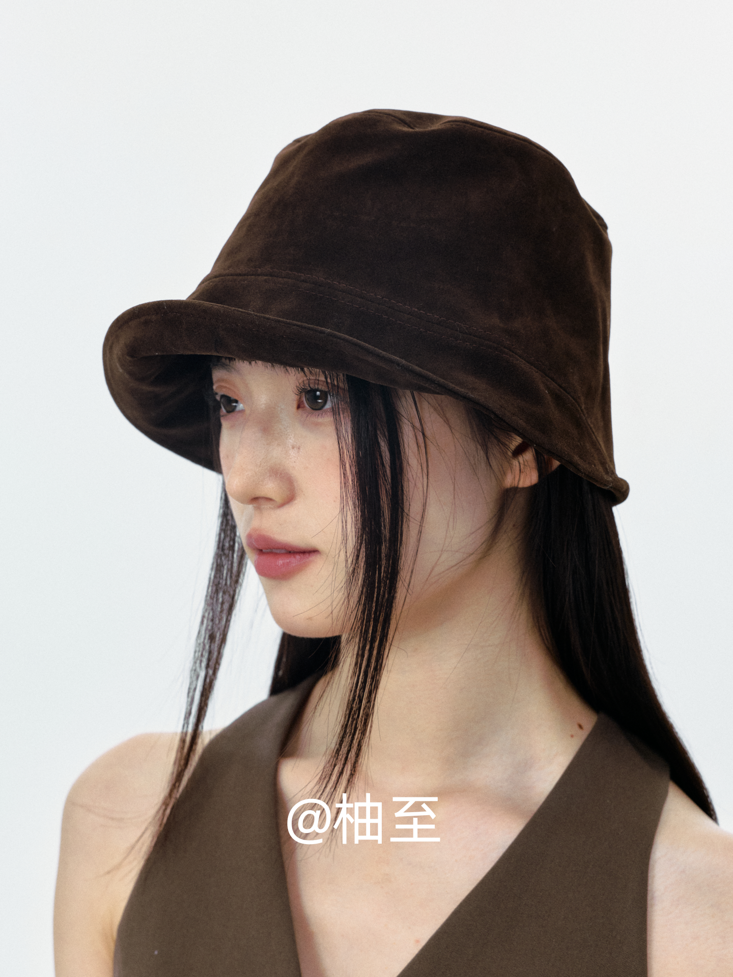 Suede Bucket Hat – Mocha Brown Wide Brim Hat