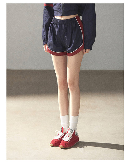 170726 "Keep Running" Navy Blue Retro Track Jacket & Shorts Set