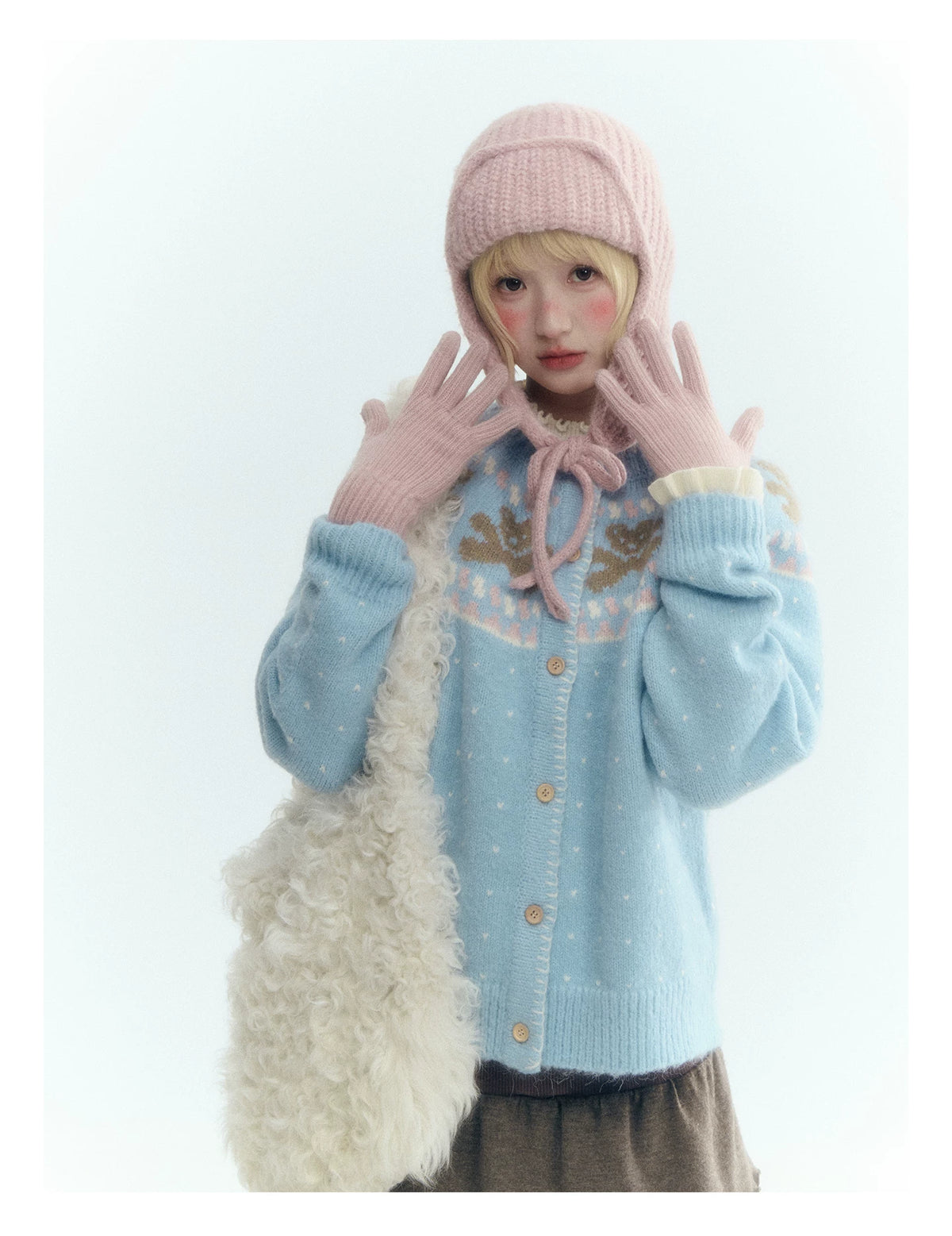 Horridale - Gummy Bear Vintage Embroidered Knit Cardigan – Snow Mountain Blue