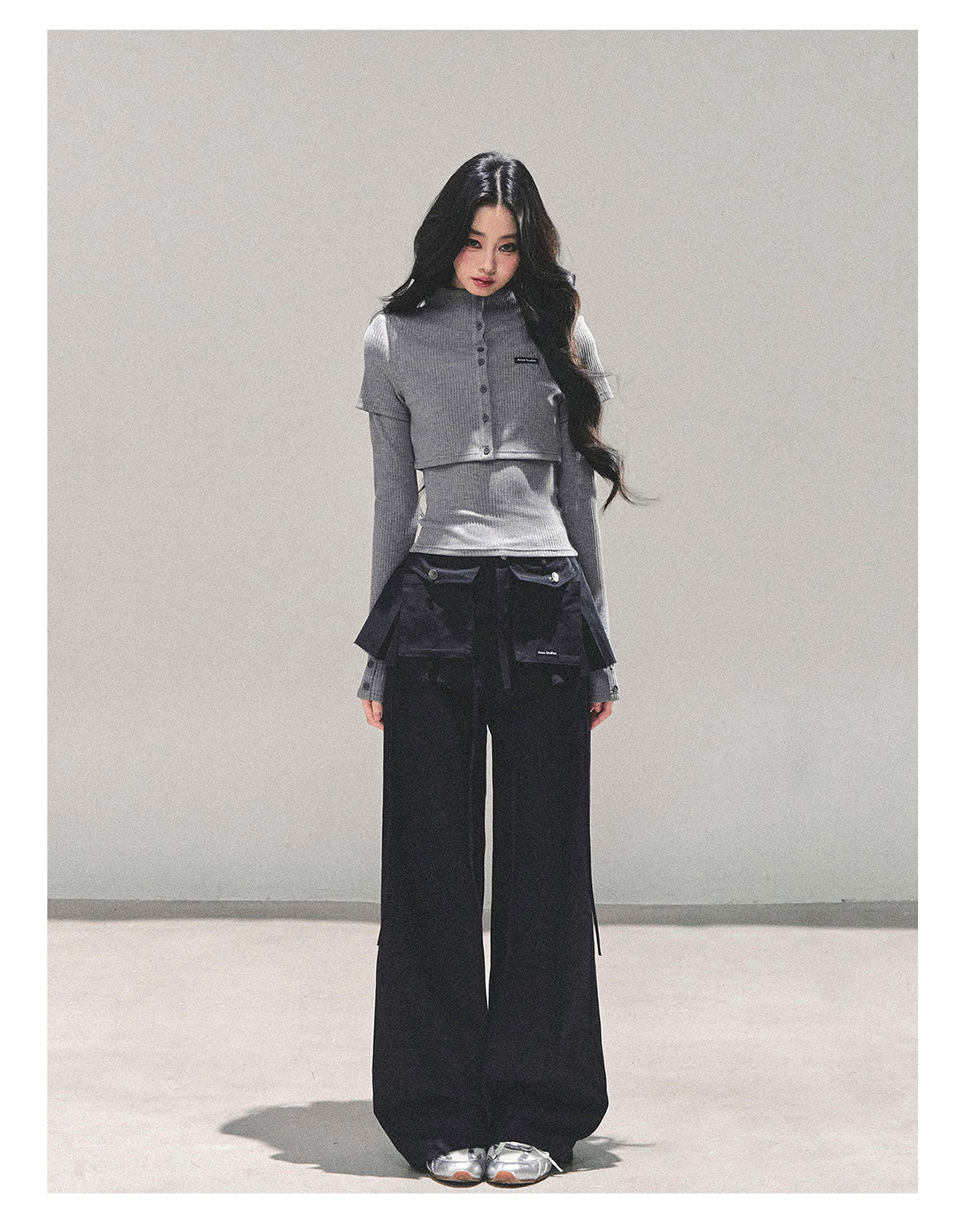 少也眼 “Soft Descent” Two-Piece Knit Long Sleeve Top Set 58842