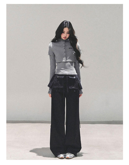 少也眼 “Soft Descent” Two-Piece Knit Long Sleeve Top Set 58842