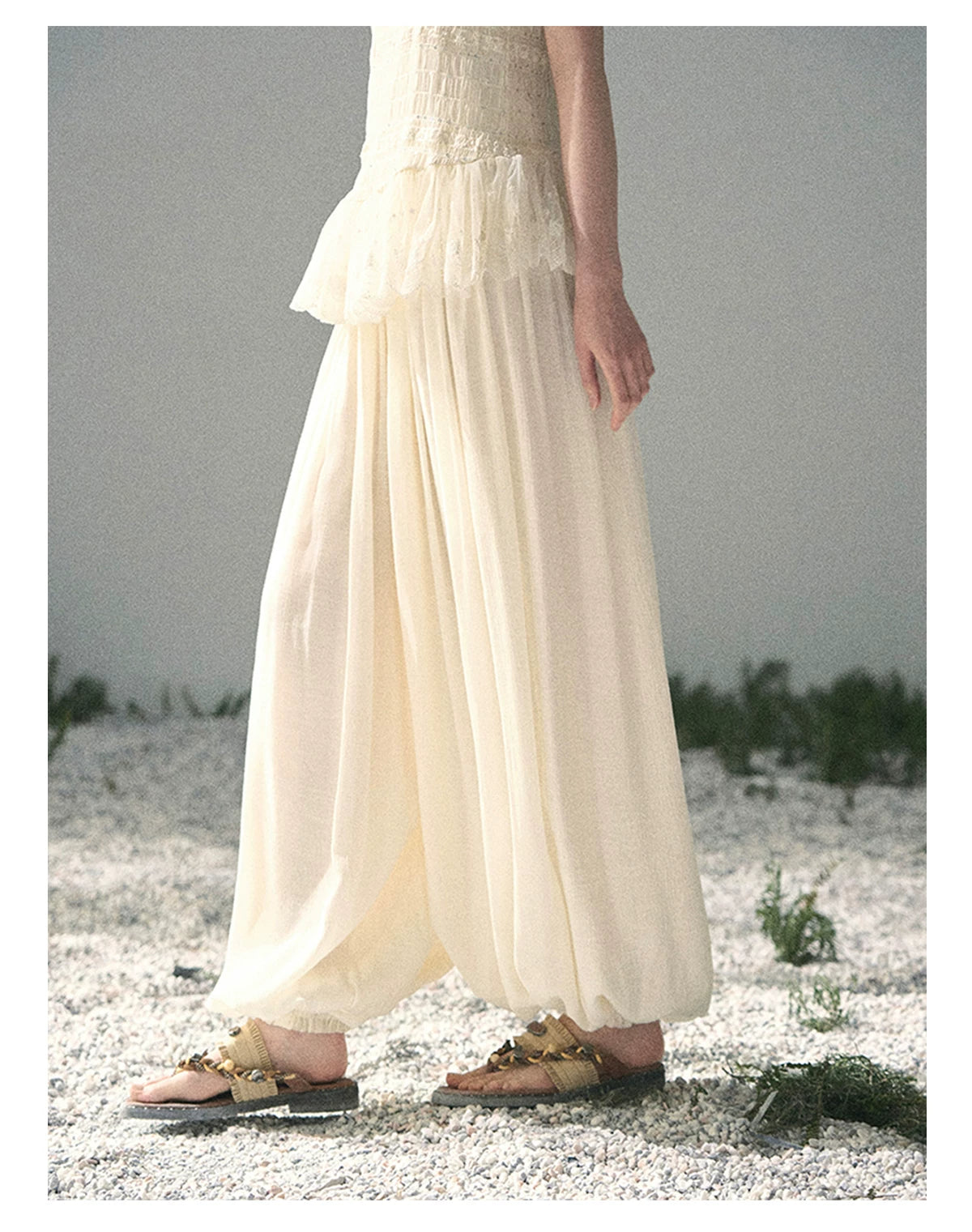 "Fallen Into Your Gaze" Dutch Cheese Lace Top & Jogger Pants Two-Piece Set