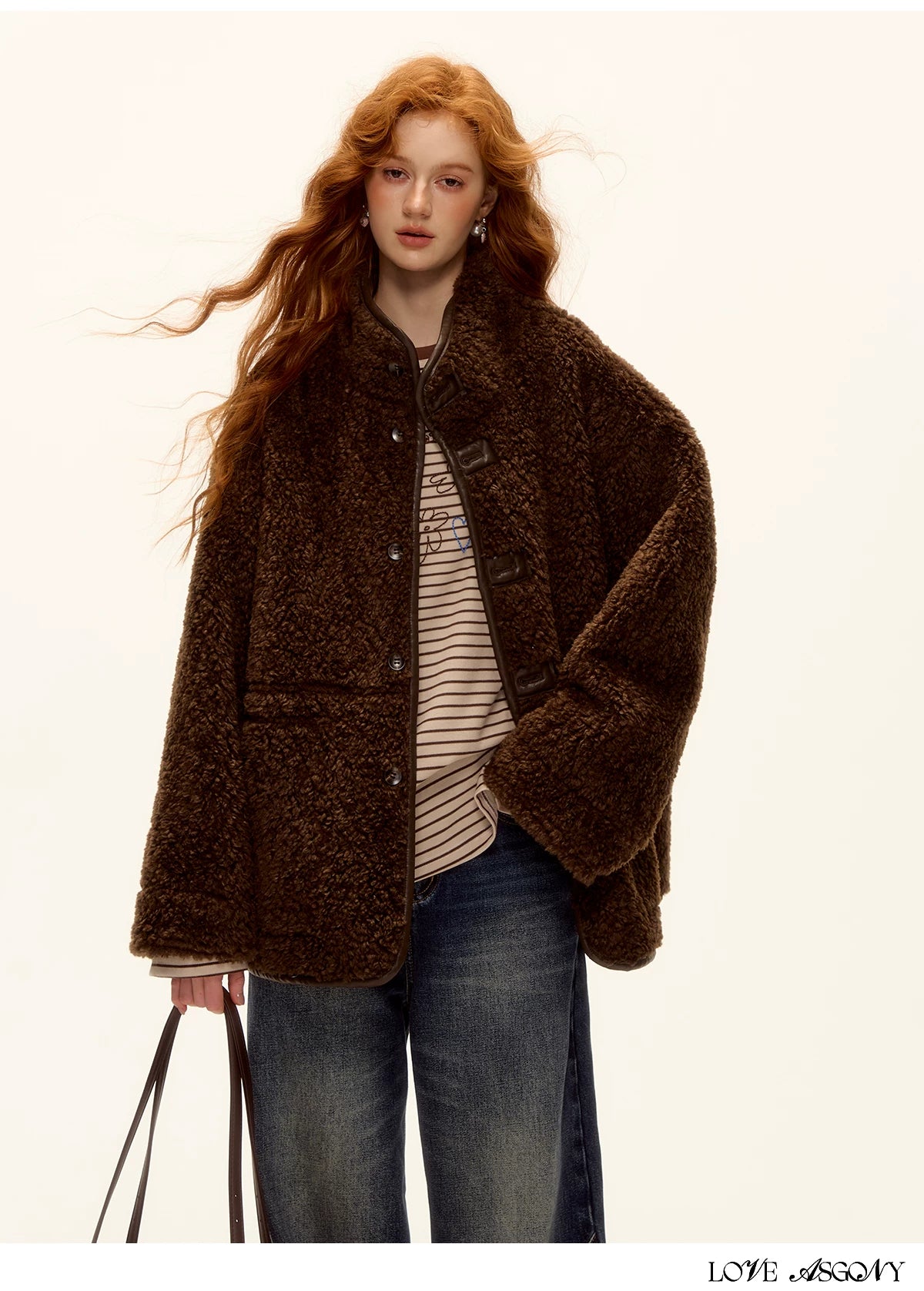 ASGONY - Brown Reversible Suede & Faux Shearling Jacket