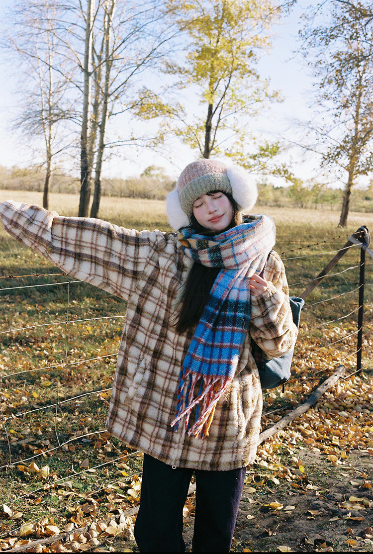 Zzouu - Coffee Grid Cotton Jacket