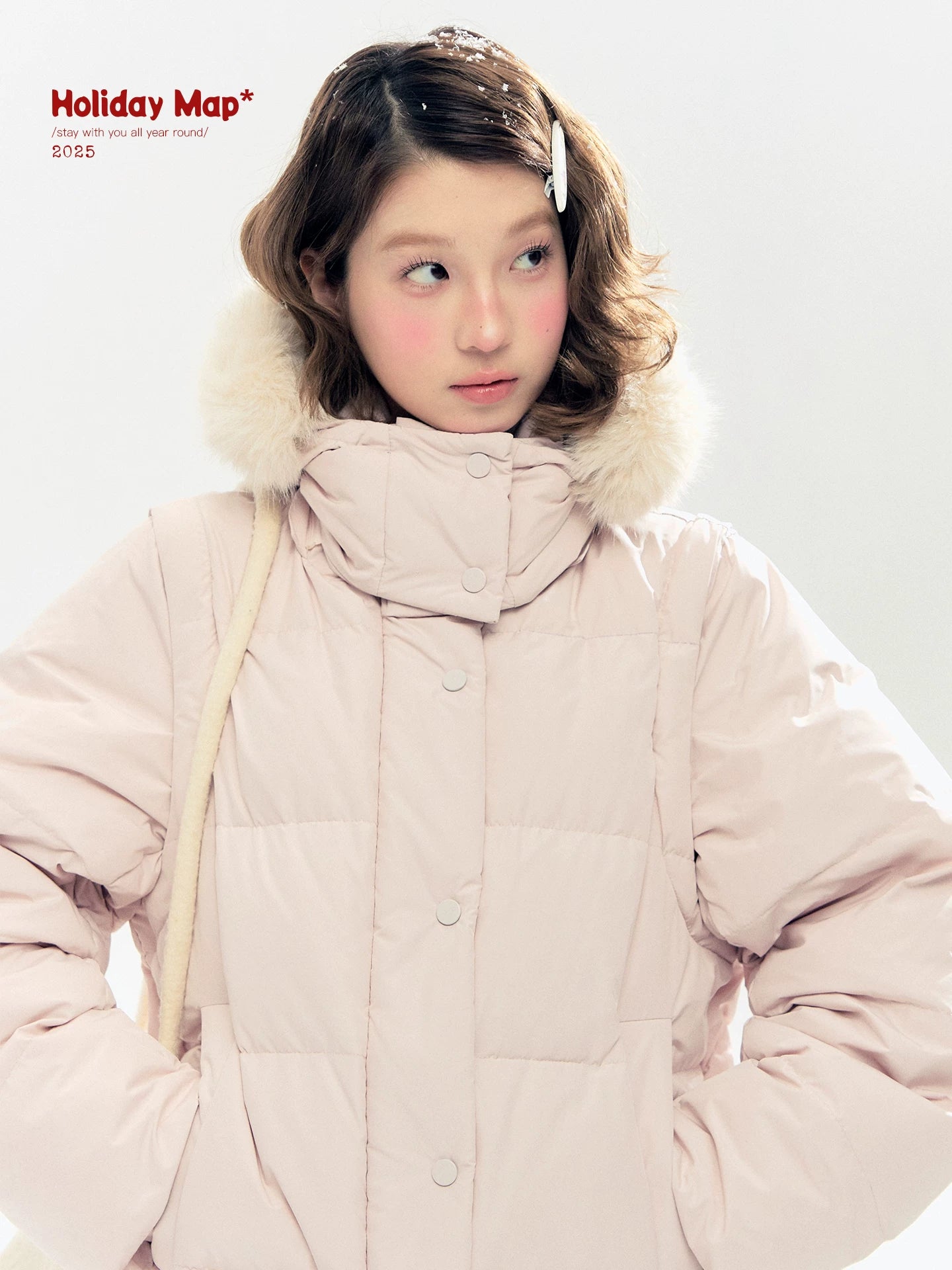 "Blush Cloud Haven" Misty Pink 2-Way Detachable Sleeve Down Jacket & Vest