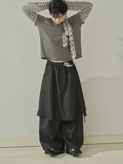 "Archive Fade" Dark Indigo Layered Wide Leg Jeans