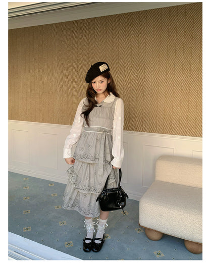 “Woodland Waltz Reverie” Grey Layered Cake Dress