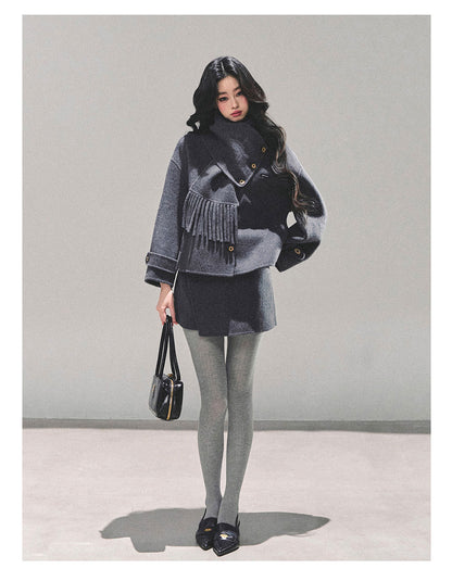 少也眼 “Ashes of Fireworks” Elegant Two-Piece Winter Set 692651