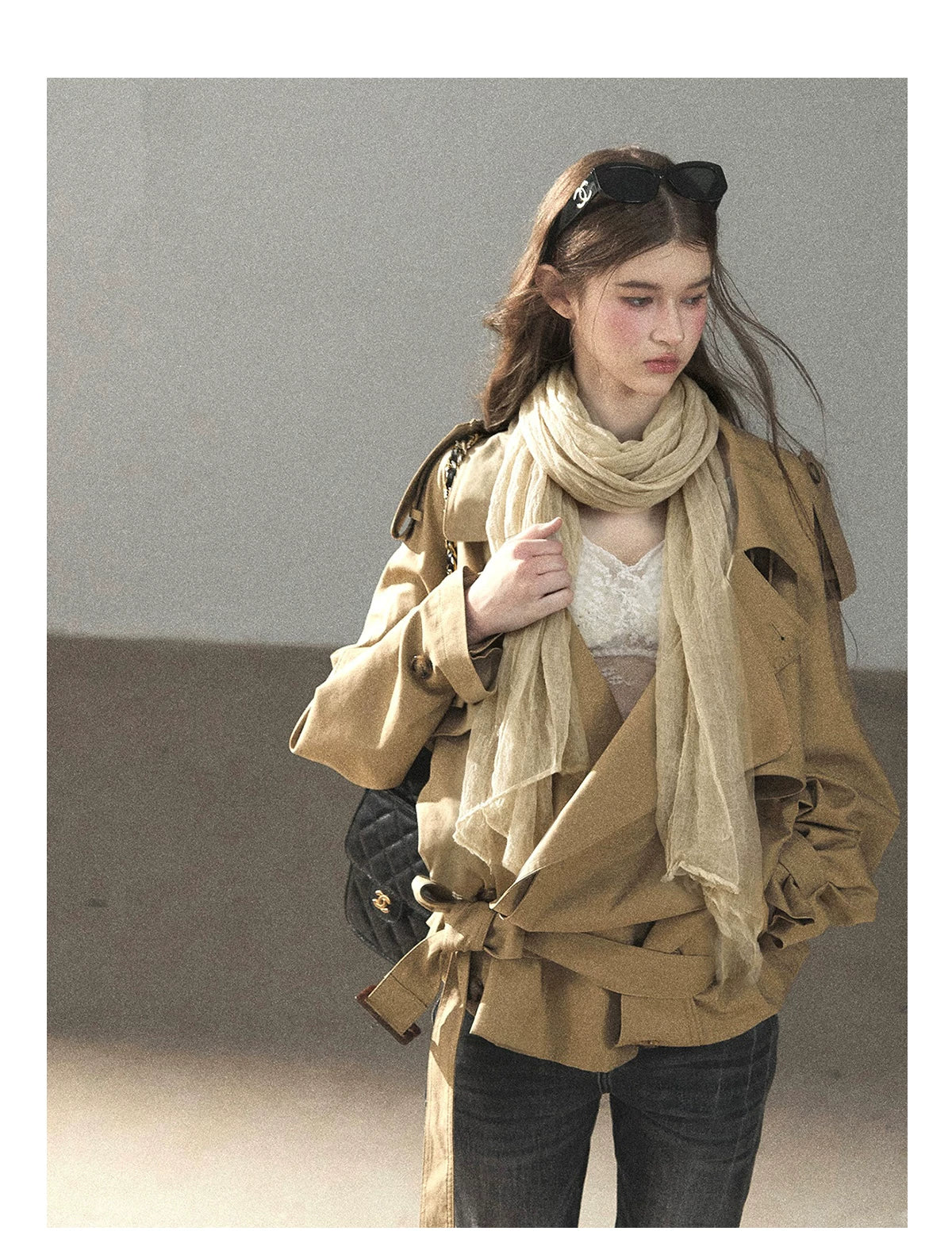 AOMALM - 100% Silk Sheer Fringe Scarf
