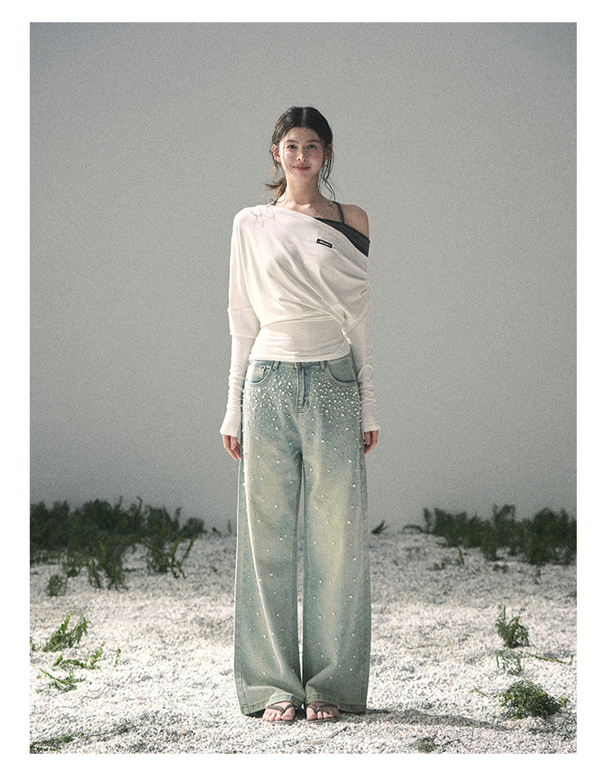 “Moonlit Monologue” Layered Off-Shoulder Halter Top