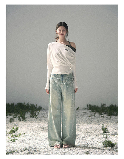 “Moonlit Monologue” Layered Off-Shoulder Halter Top