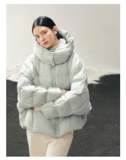 少也眼 "Thawing Snow Realm" Matte Nylon Down Puffer Jacket - Glacier Blue