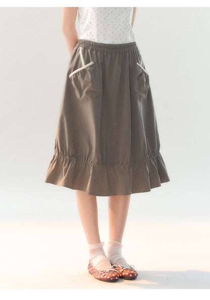 170726C "Sage Meadow" Grey Green Lace Pocket Culotte Skirt