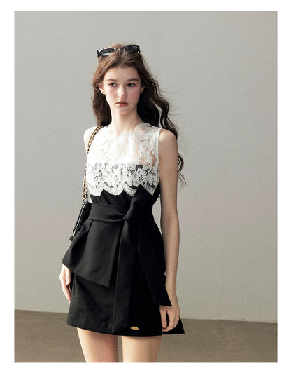"The Quiet Strength" Black Iris Lace Sleeveless Crop Top