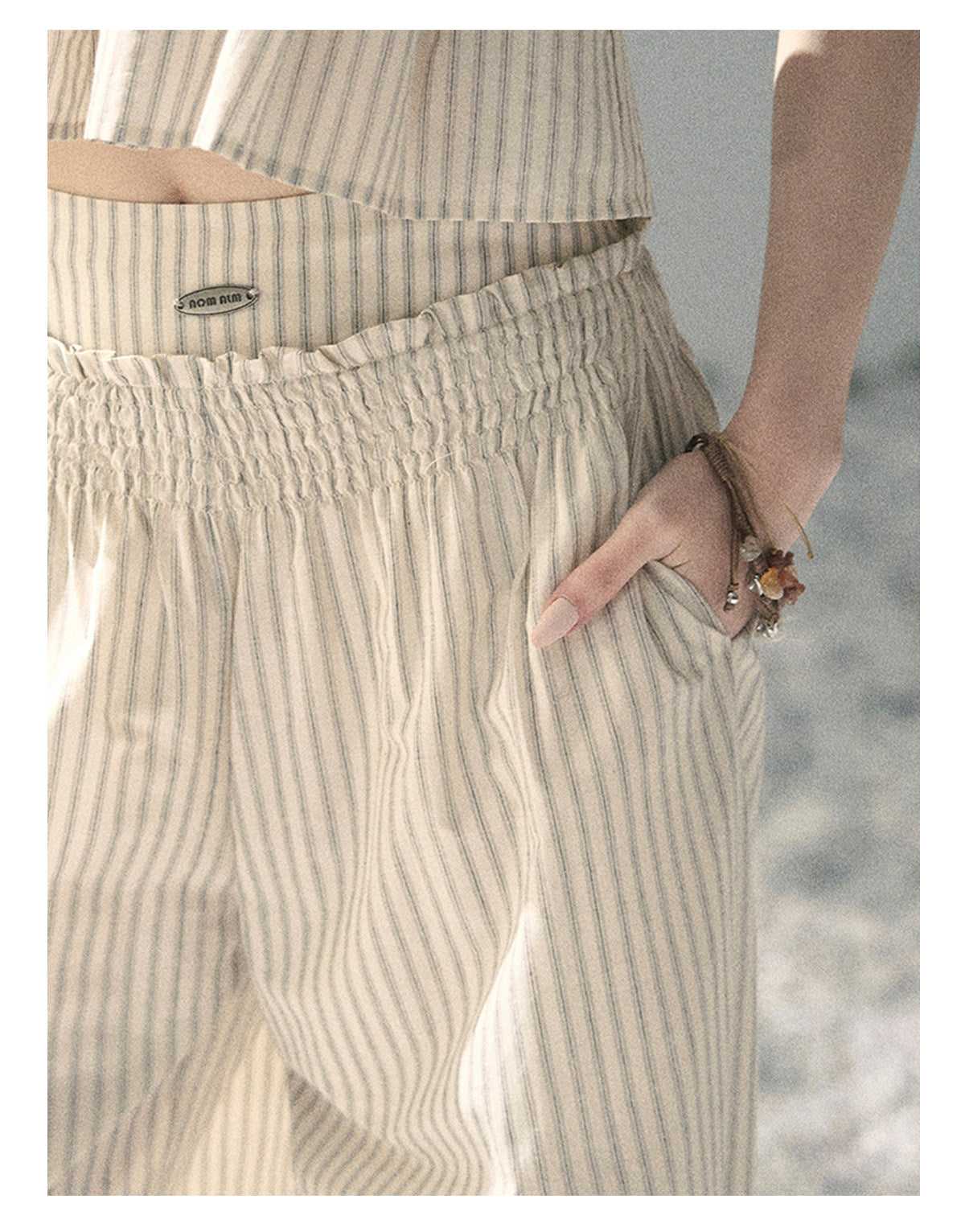 “Midsummer Woven Daydream” Dutch Cream Stripe Two-Piece Set