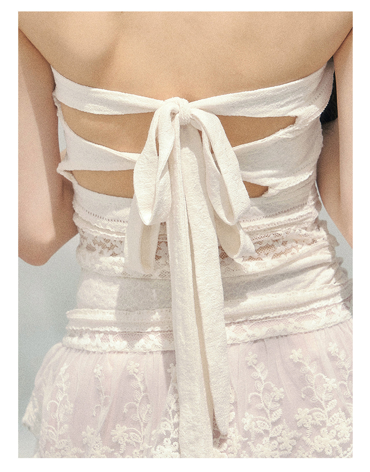 “Misty Muse” Sheer Lace Trim Tube Top Tee