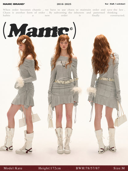 MAMC - Off-Shoulder Ruched Midi Dress