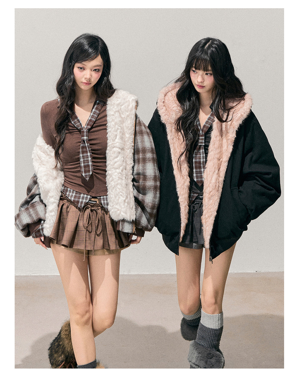 少也眼 “Pride & Prejudice” Reversible Oversize Jacket – Black & Blue Plaid