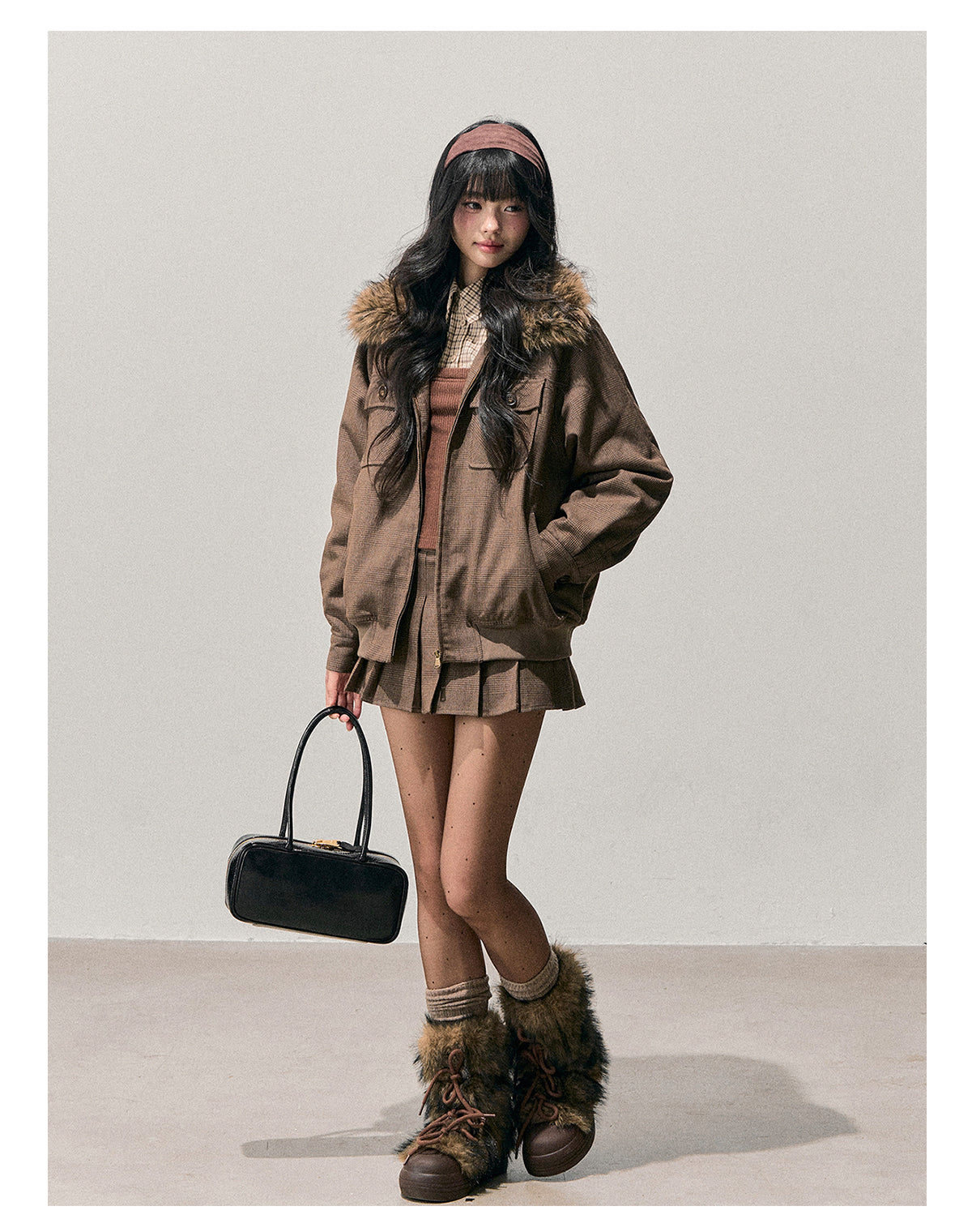 少也眼 “Twilight Warmth” Hepburn-Style Winter Jacket & Skirt Set 684616