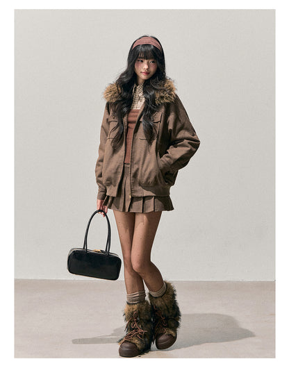 少也眼 “Twilight Warmth” Hepburn-Style Winter Jacket & Skirt Set 684616