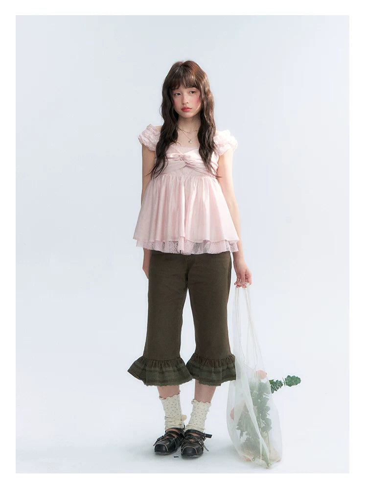 "Summer Sweetheart" Cherry Blossom Pink Bow Cami Top