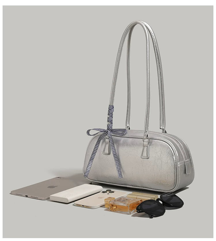 "Silver Siren" Shoulder Bag (Silver / Black / White / Pale Yellow)