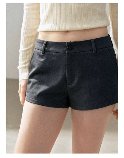 AOMALM - Deep Slate Gray Tailored Blazer & Shorts Set