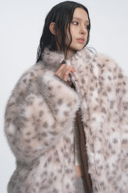 Muirgen - Brown Y2K Reversible Faux Fur Suede Aviator Jacket