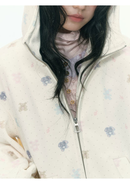 JOVYLLE - Cream Printed Fleece-Lined Sweatshirt, Pants & Skirt Set