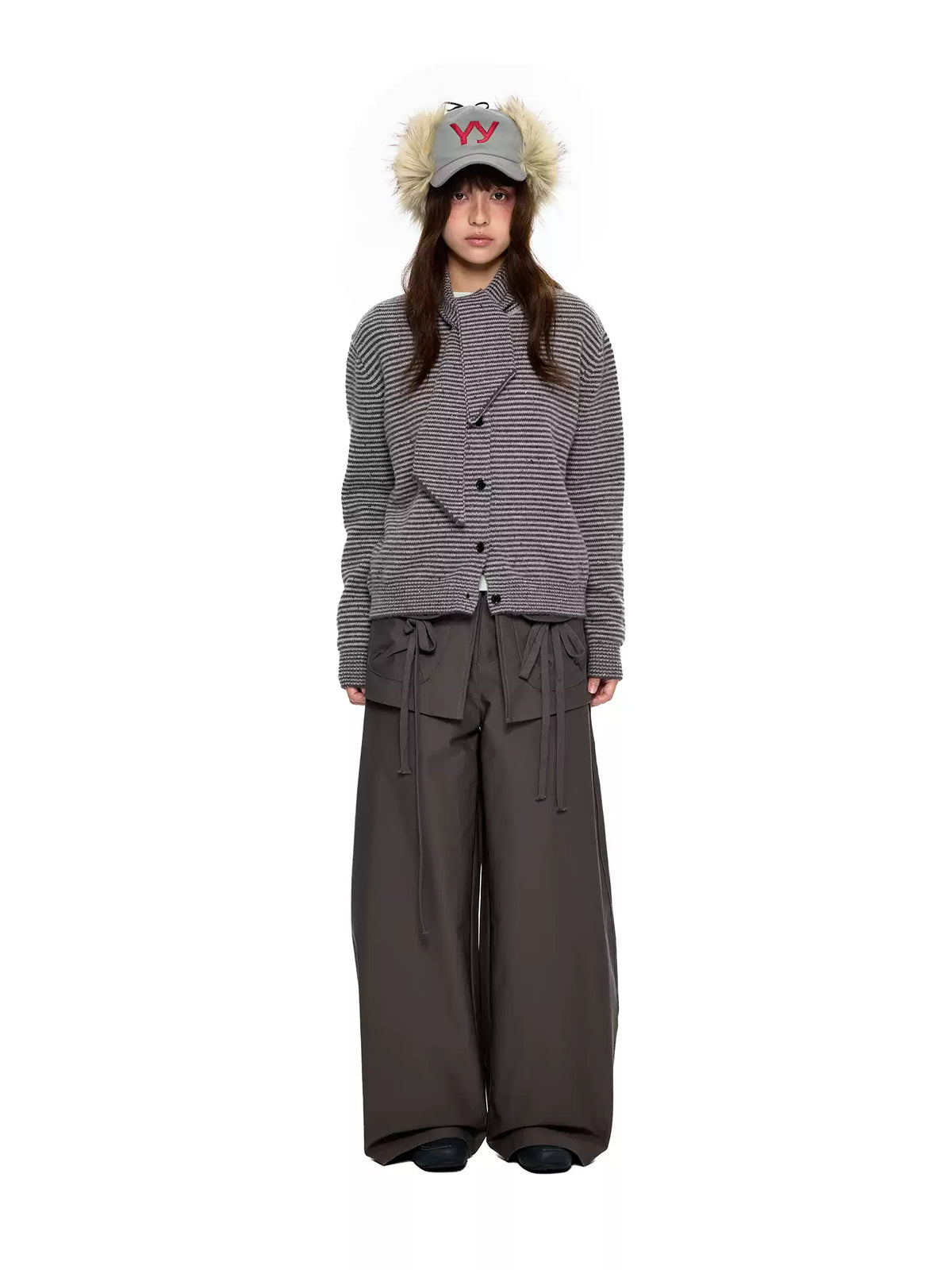 EZEK | Patchwork Drawstring Wide-Leg Lounge Pants (Black / Gray)