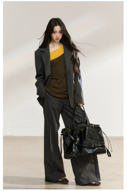 JN's DESIGN - Dark Gray Relaxed-Fit Mid-Length Blazer