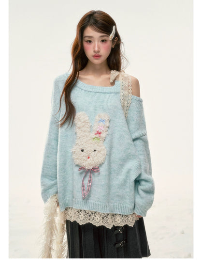 BIBIBENCY - Light Blue Bunny Alpaca-Blend Sweater
