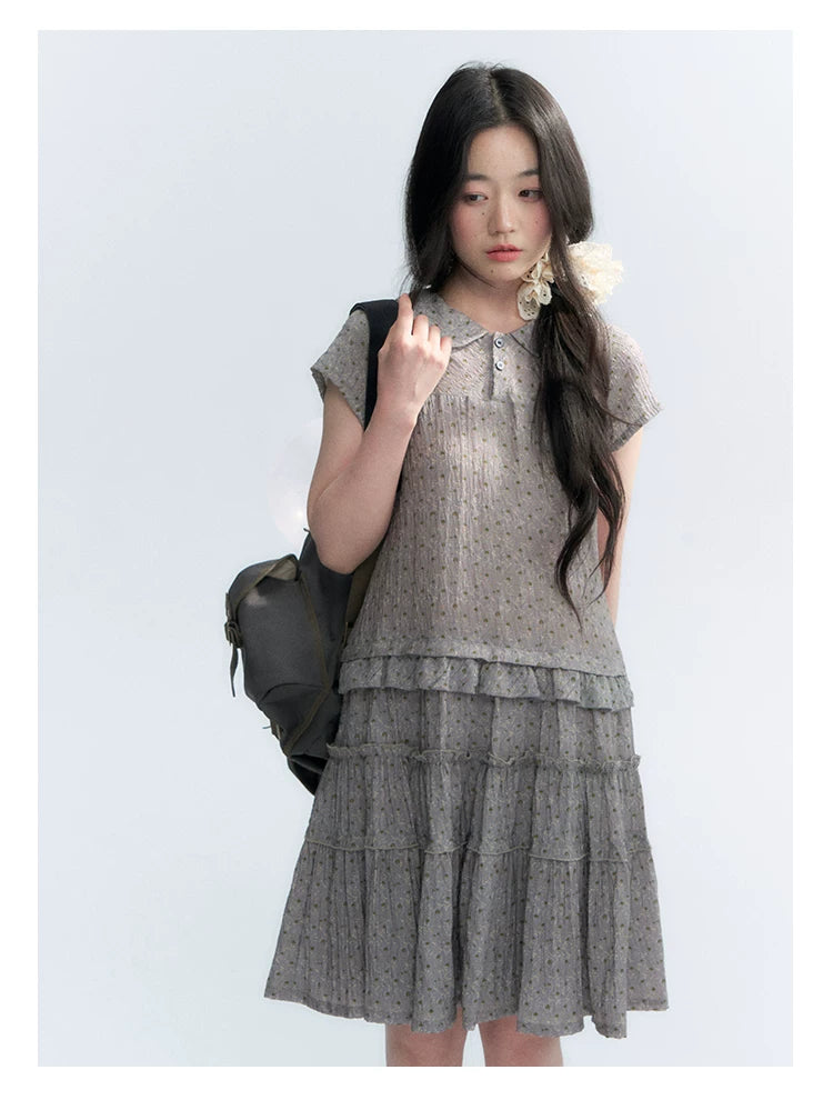"Weekend Diary" Ruffle Tiered Polo Midi Dress